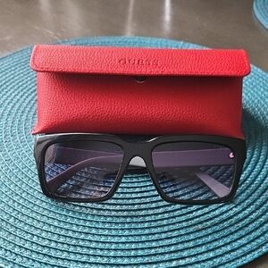 New Guess Black Sunglasses with Bold Red Case